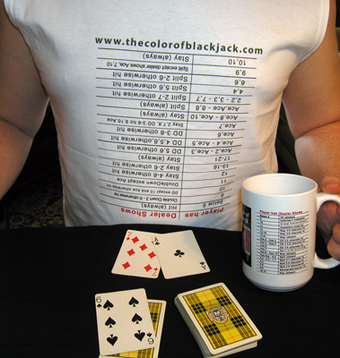 Blackjack Basic Strategy Table upside down on a t-shirt